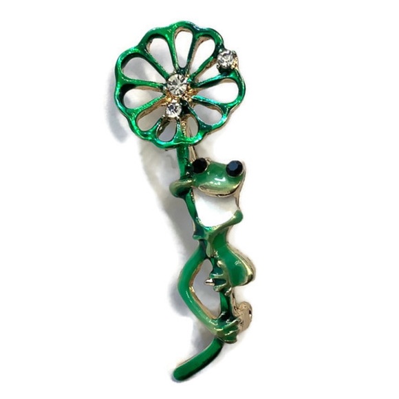 Green Frog Brooch - Picture 1 of 9